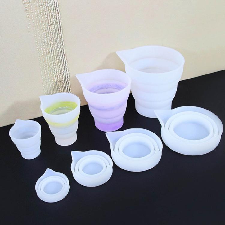 Silicone Measuring Folding Cup Tool for Epoxy Casting Resin Mold DIY Split Cup
