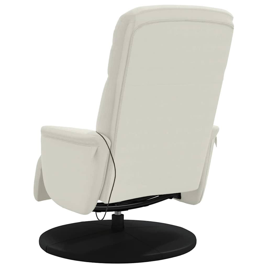 Massage Chair with Footrest Cream Velvet