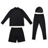 [KOUKOUCOCO] Men's Long Sleeve Rash Guard, Leggings, and Shorts Set (JP, Alphabet, L, Black)