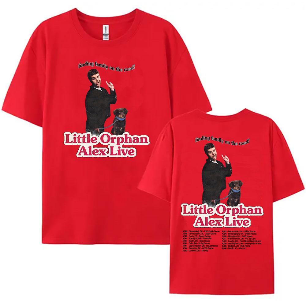 Футболка Little Orphan Alex Live 2026 European Arena Tour ALEX WARREN Finding Family on The Road Футболка с коротким рукавом Хлопковые футболки XS красный