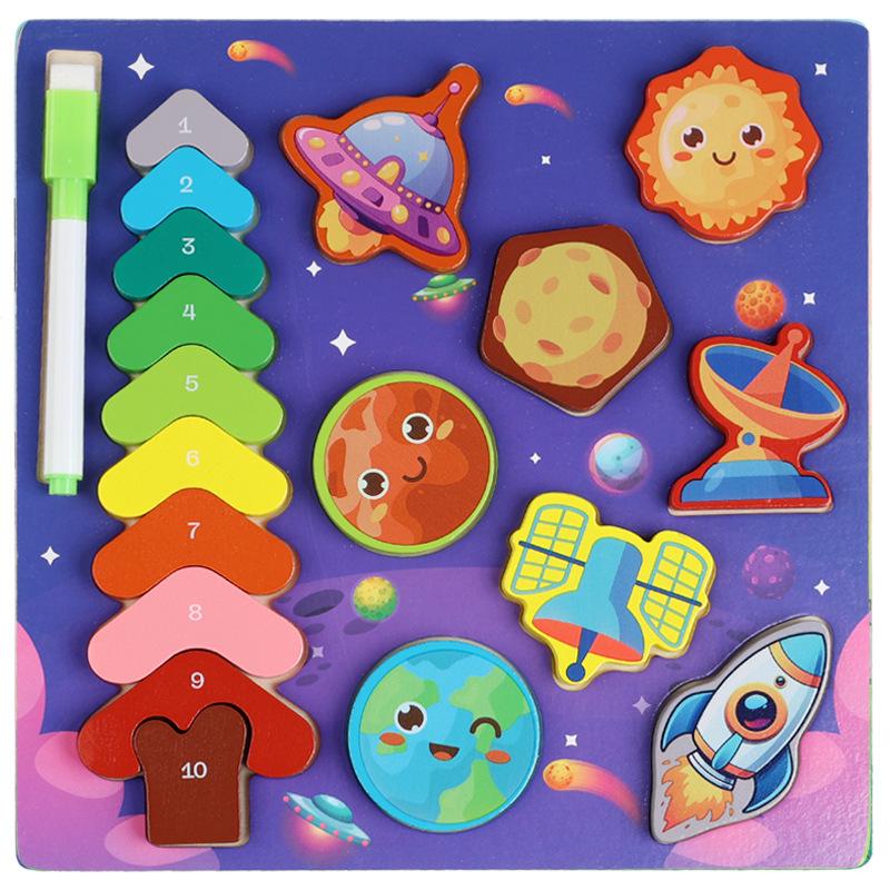 Double-Sided Wooden Animal Matching & Fishing Puzzle Toy for Early Education