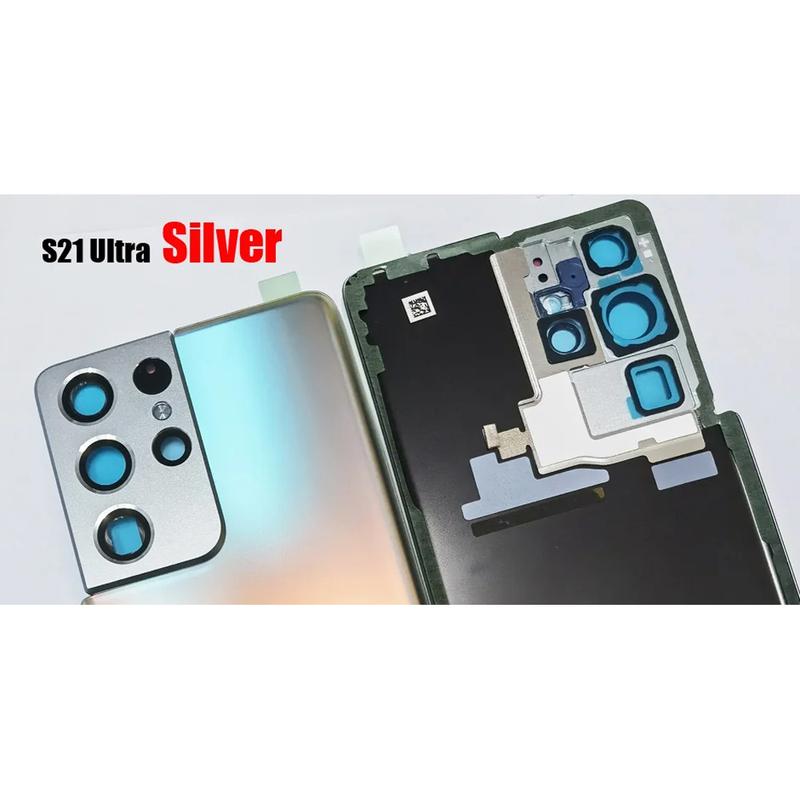 OEM Glass Parts Back Cover Case For SAM-S21 Ultra S21U S21ULTRA 5G Back Glass Rear Cover Battery Door with Camera Glass&Adhesive