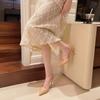 Nude Pointed High Heels Women's New Summer Stiletto One-word Buckle with Bag Head Sandals Professional Versatile Single Shoes