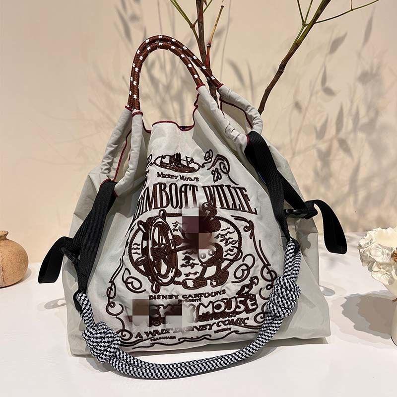 Summer embroidery ballchain eco-friendly bag ballchain shopping bag shoulder bag canvas tote bag