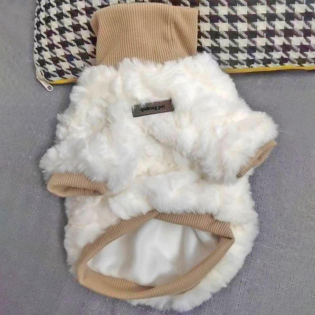 Puppy High Neck Plush Coat - Warm, Cute & Thick for Small Dogs