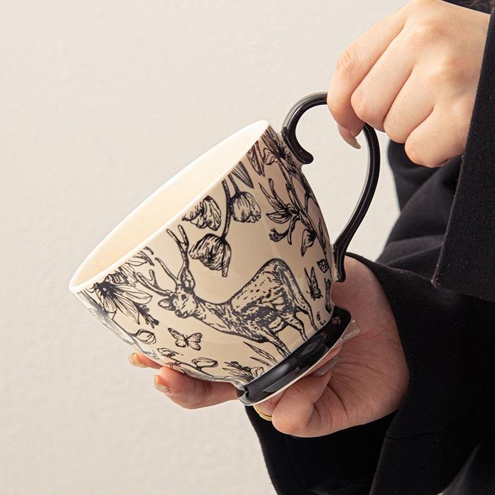 

Керамическая кружка для кофе большого объема Красивые кружки для молочного чая Завтрака Домашнего Офисного Использования Подарок 400ML