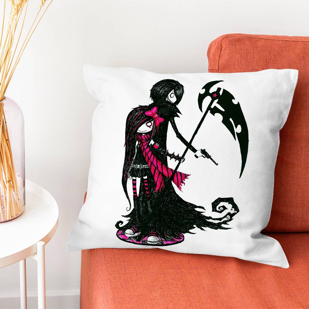 Emo Love Boys Black Pillow Case Silky Short Plush With Invisible Zipper Dustproof Sofa Cushion Cover For Home Decor