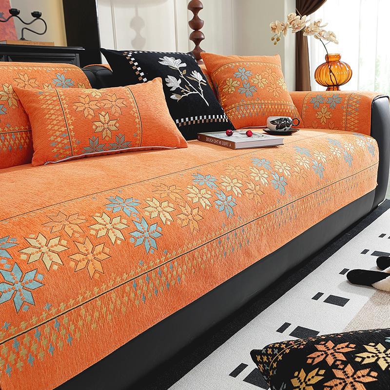 Light luxury sofa cushion advanced sense 2025 new straight row seat cushion three people and one princess anti-cat scratch cover cloth towel cover