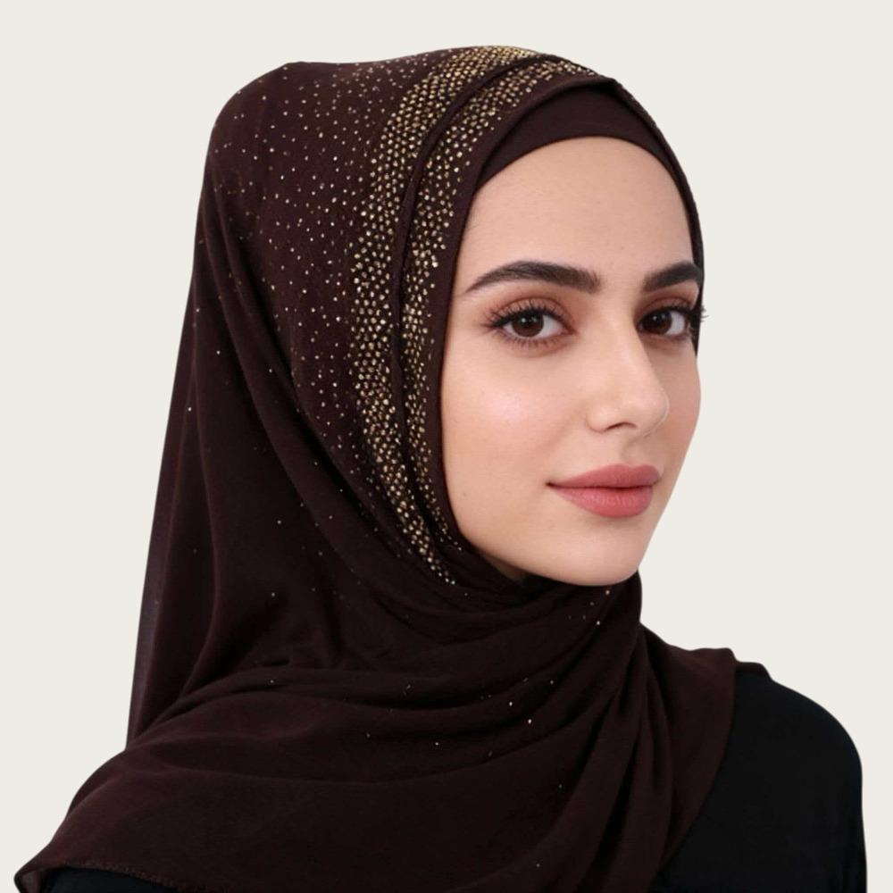 

New Chiffon Muslim Instant Turban Solid Color Breathable Turbans Head Full Cover Plain Hijab кавовий