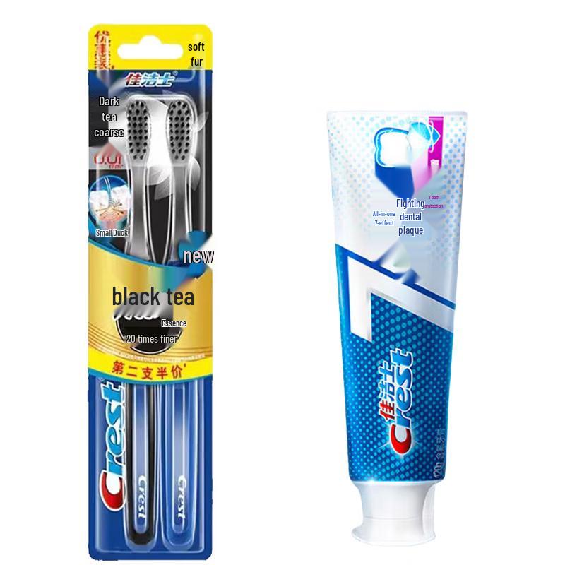 Crest Black Tea Deep Clean Toothbrush & 7-Effect Anti-Plaque Toothpaste Set