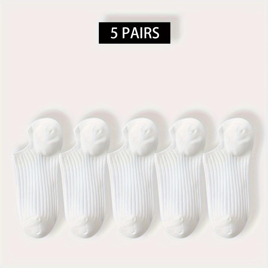 

5 пар однотонных женских коротких носков в стиле ретро, невидимые, модные и дышащие силиконовые нескользящие носки-лодочки 5 pairs белый