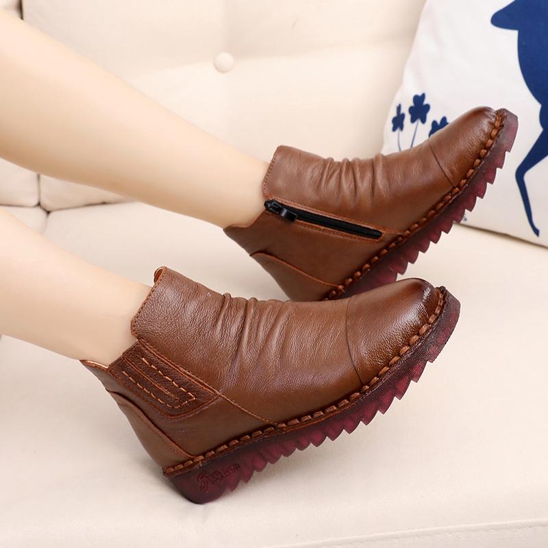 Fashion GKTINOO 2025 Fashion Winter Women Shoes Woman Genuine Leather Flat Ankle Boots Women Waterproof Wedge Warm Boots