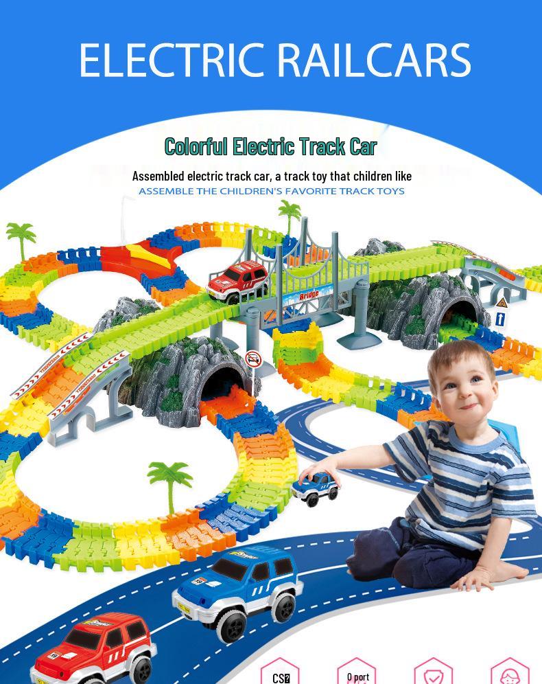 Children's DIY Electric Racing Car & LED Train Educational Toy Set