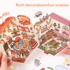 1Set Cute Three-Dimensional Handbook Stickers Miniature Scene Stickers Cartoon Pocket Cabin Scene Stacking Pasting Stickers