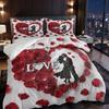 3 Piece Set Romantic Couple Love Valentine's Day Print Quilt Set,Including 1 Duvet Cover and 2 Pillowcases(excluding Padding)