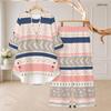 Women Plus Size Printed Two Piece Set Round Neck 3 4 Sleeve High Low Top Wide Leg Pants
