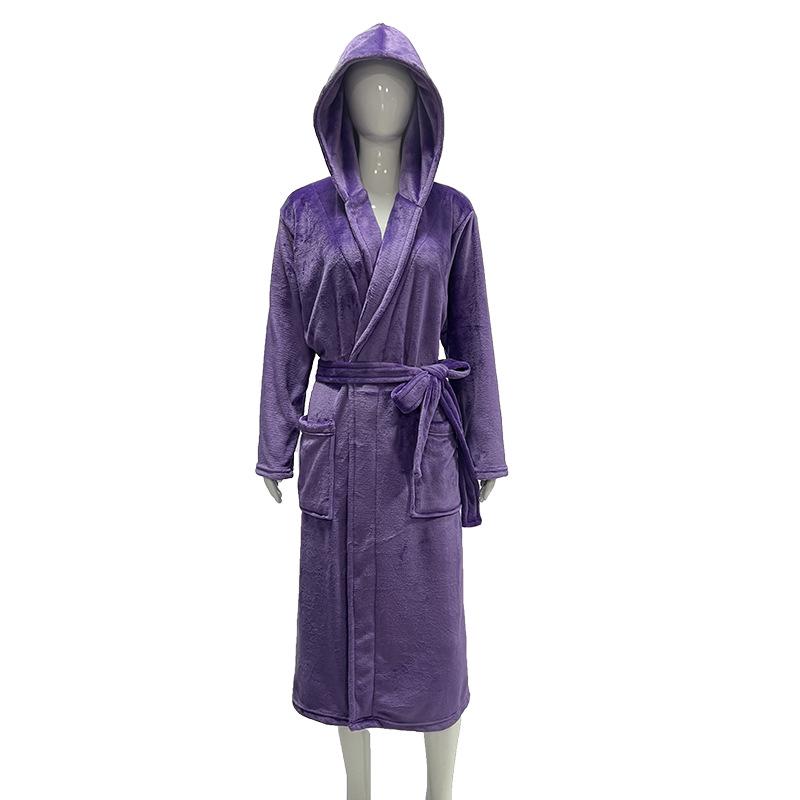 Couples' Casual Flannel Hooded Bathrobe Pajamas