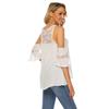 Women's Fashion Casual Round Neck Off-shoulder Lace Stitching Flared Short-sleeved Top