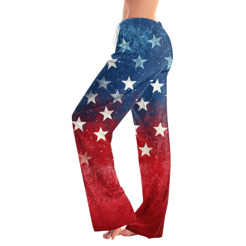 Women's Casual Fashion Comfort Pajama Pants Print Drawstring Pants Full Length Long