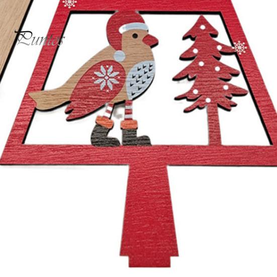 Wooden Christmas Party Decor Tree Tabletop Sign, Rustic Gingerbread Snowman Gnome Desktop Ornament with Star Gift for Family Topper, Vintage