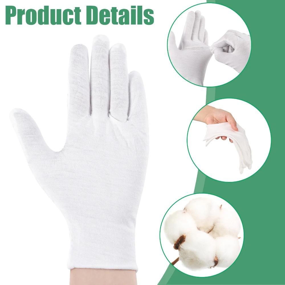 60 white pure cotton gloves, suitable for drying hands while sleeping, washable high-quality cotton gloves (XL)