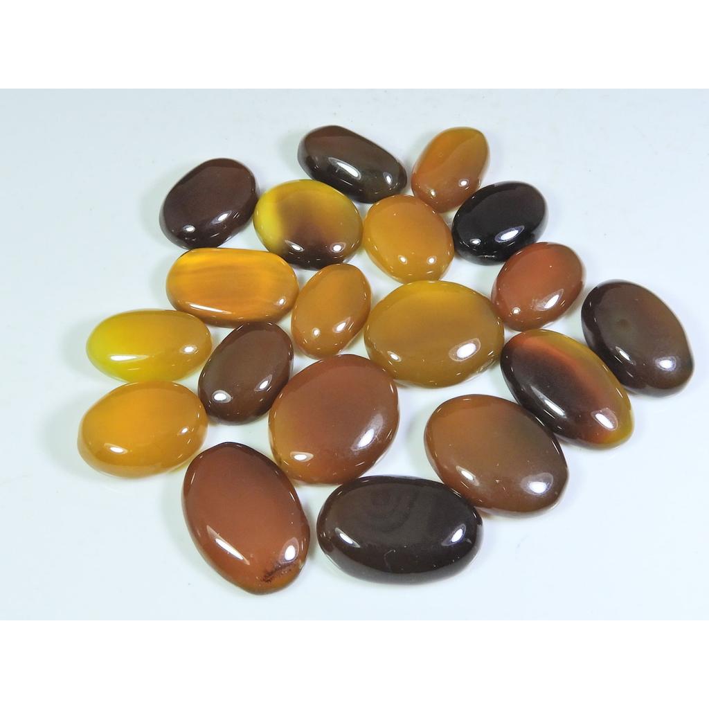 257Cts. Natural Onyx Agate Ring Size Oval Cabochon Loose Gemstone 19Pcs Lot A-645