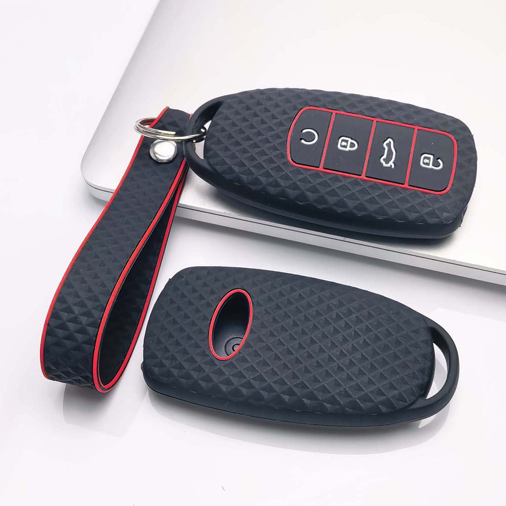 Key Fob Cover for Chery Tiggo with Keychain Anti-Scratch Guard Shockproof Protection Soft Grip Texture Responsive Button Touch Dust Resistant Cover