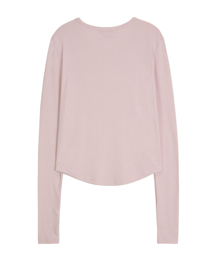 ERER Henley Neck Soft T-Shirt Light Pink