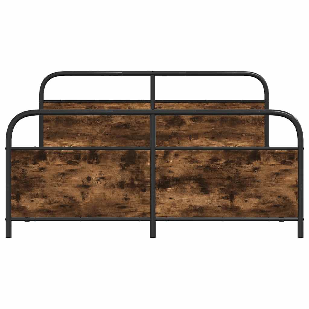 Metal Bed Frame without Mattress Smoked Oak Finish 180 x 200 cm