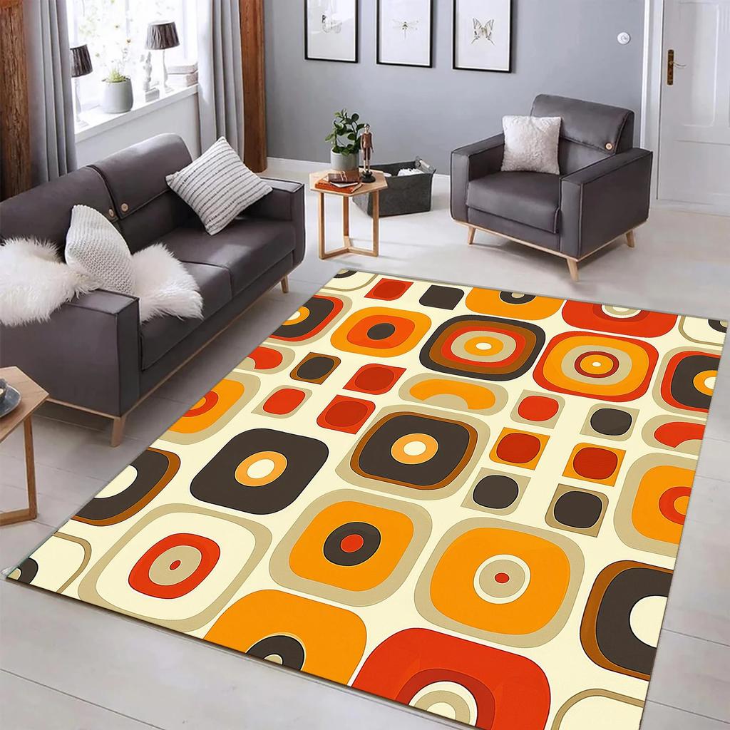 Moderner geometrischer Stil Teppich Bunter Druck Retro Bodenläufer Zeitgenössische Dekoration Weiche rutschfeste Matte für Wohnzimmer Schlafzimmer
