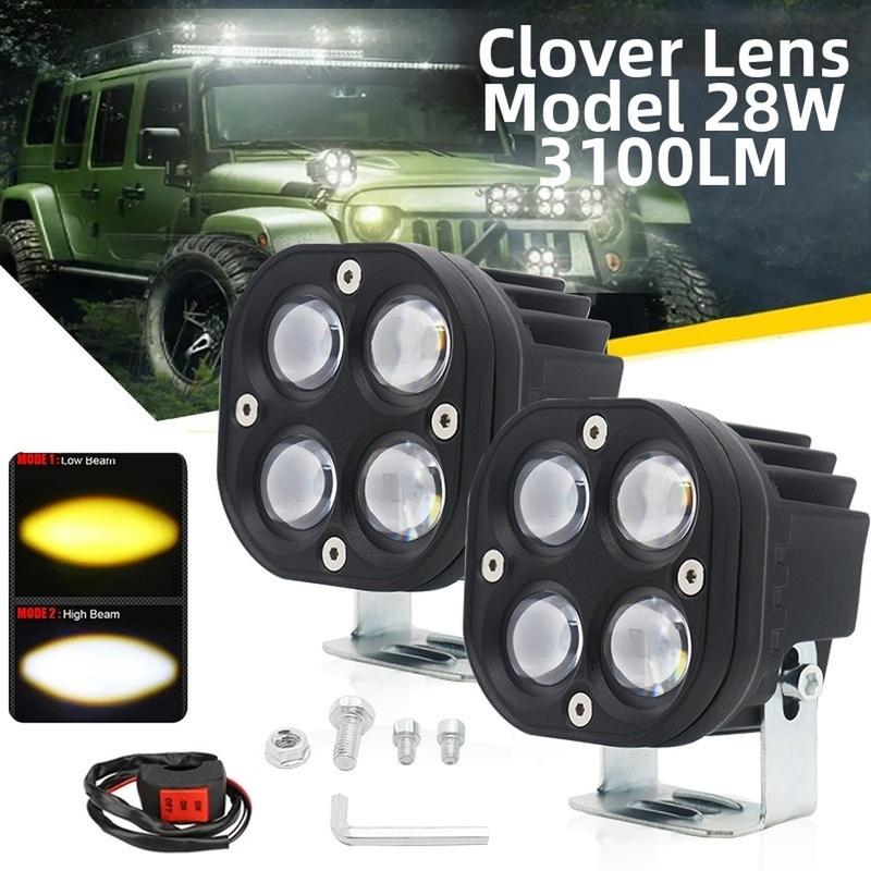 40W LED Work Light Bar Clover Lens Spot Beam Off Road Driving Lamp White Yellow Fog Lamp Headlight Car Accessories 12-80V