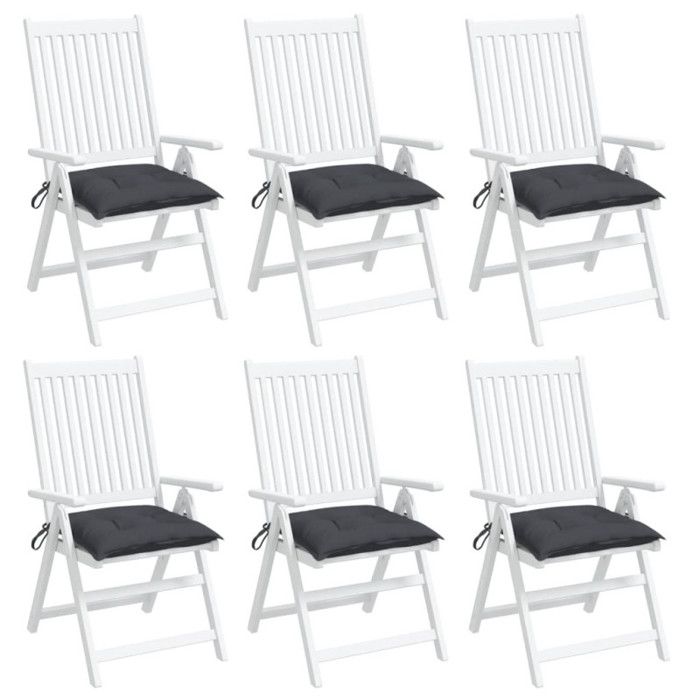 VidaXL Set of 6 Chair Cushions, Seat Pad with Tie Strings, Waterproof Outdoor Cushion, Anthracite 361509