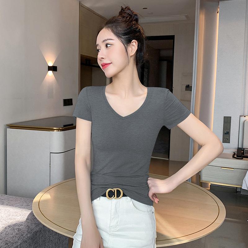 

Женская летняя футболка из модала и ледяного шелка с коротким рукавом и круглым вырезом XL (suitable for 140-160 jin)