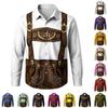 Herren Oktoberfest 3D-Druck Locker geschnitten Langarmhemd Mit Kragen Lässig Vintage-Stil Atmungsaktives Hemd für Arbeit Outdoor Festival Party