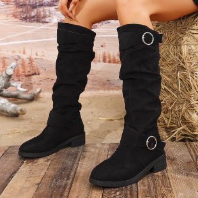 Loose women's not tired feet boots pleated texture warmth height comfortable but not knee fashion versatile boots