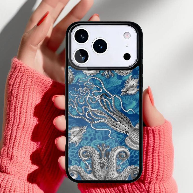 Marine Life Ocean Octopus Phone Case for iPhone 17 16 15 14 13 Pro Max Back Cover for 12 11 Pro Coque