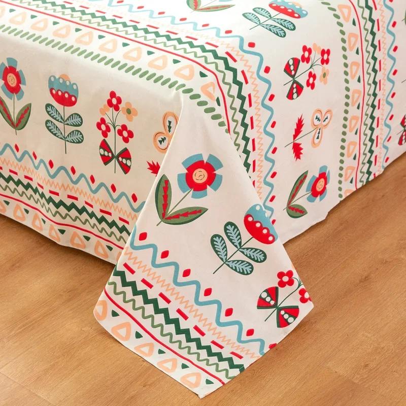 Creative Ethnic Flower Bed Sheet Set 3Pcs Cotton Thickened Bed Sheets Pillowcases Luxury Nordic Queen King Size Bedding Set