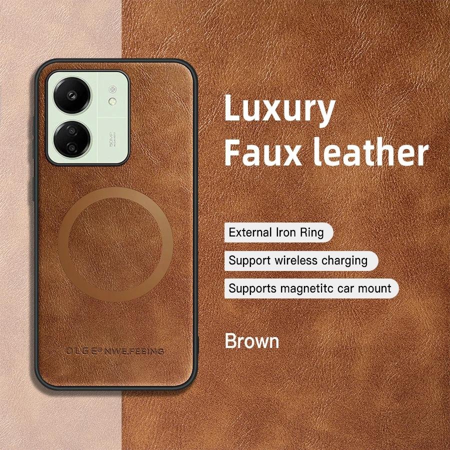 

Для Redmi C65 Чехол из ПУ кожи с магнитным кольцом, мягкий край, защита от падений, защита от отпечатков пальцев For Redmi C65 коричневый