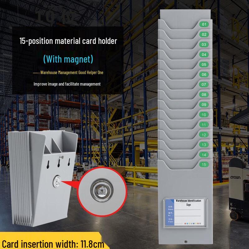 Magnetic 15-Slot Material Card Rack