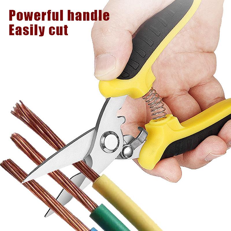 1Pc Stainless Steel Electrician Scissors Multifunction Hand Tool For Cutting Wire Groove And Thin Steel Plate