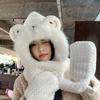 Polyester Winter Knit Hat With Earmuff And Scarf For Girls And Teens