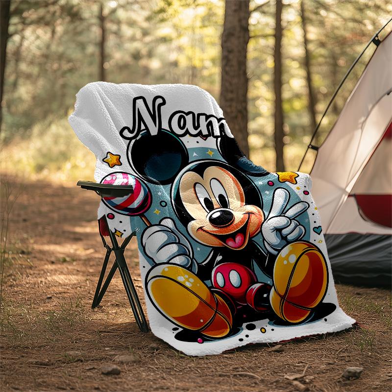 Customizable Mickey Throw Blanket – Personalized Name, All-Season Cozy Snug Blanket, Machine Washable, Personalized Blanket