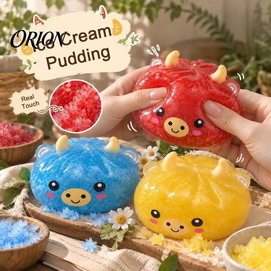 Soft Pinchable Toys Cute Cow Bun Squishy Toy, Transparent Slow Rebound Squeeze Ball, Ice Desk Ornaments for Stress Sand Fidget Relief Vent Toy