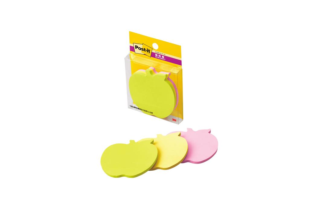 Strong Adhesive Sticky Notes Silhouette Design Apple 62 x 62 mm 30 Sheets 3 Colors 3 Pads Post-it