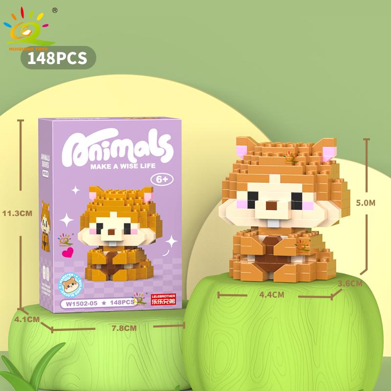 HUIQIBAO Mini Drăguț Anima Micro Blocuri de Construcție 3D Model Diamant LION Cărămizi DIY Jucării de Construcție Oraș pentru Copii Cadou