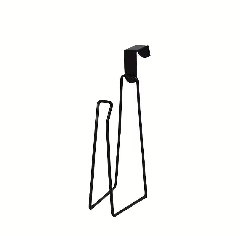 1Pc Wrought Iron No-Drill Toilet Paper Holder, Wall Mount Metal Tissue Rack, Bathroom & Home Decor чёрный
