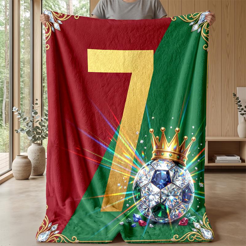 Golden Football Celebration Theme blanket Lightweight Warm Flannel Blanket Decorative Throw Blanket for Home Decoration