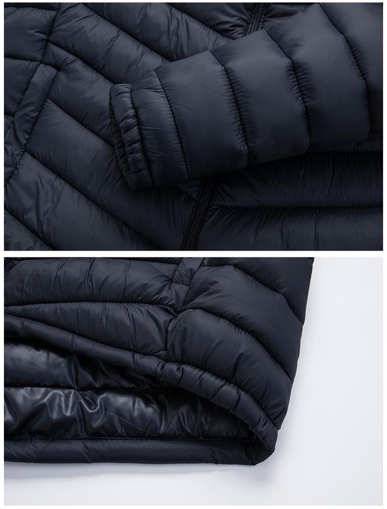 Men's Autumn Hooded Cotton Coat with Lining - Lightweight Rib Design for Middle-Aged and Elderly