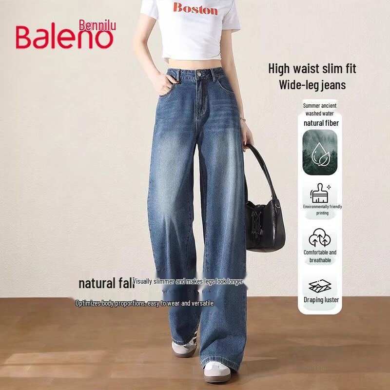 Baleno Women s High-Waisted Wide-Leg Jeans M