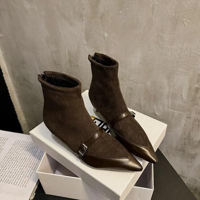Design Style Spring Autumn Women Sock Boots Fashion Pointed Toe Short Booties Ladies Elegant Thin Heels Botas De Mujer